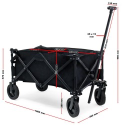 Taitettava vetokärry, musta, 60 kg kantavuus, suojapussilla, 1000 x 490 x 980 mm