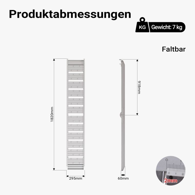 Taitettava alumiininen lastausramppi moottoripyörille ja mönkijöille, 182 cm, 200 kg
