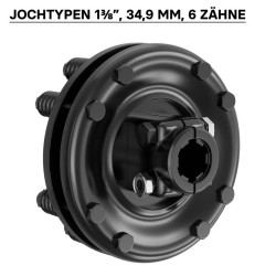 Voimanottoakselin kytkin 6-hammasinen 34,9 mm 1200 Nm uros/naaras musta