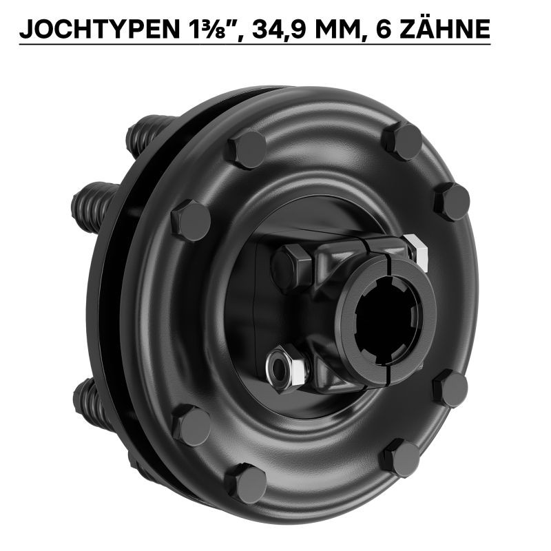 Voimanottoakselin kytkin 6-hammasinen 34,9 mm 1200 Nm uros/naaras musta