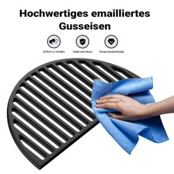 Emaloitu valurautainen grillisarja, grilliritilä ja grillilevy, 550 x 265 x 15 mm, musta, pyöreä