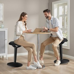 Ergonominen istuin- ja seisomajakkara, musta, kääntyvä, korkeussäädettävä 55–70 cm, pehmustettu, max. 100 kg