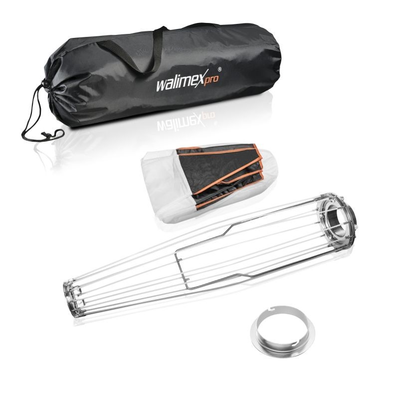 Walimex pro 360° Ambient-softbox 80 cm, hopea, Elinchrom-adapteri, Push-down-mekanismi