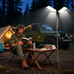 V2 LED-leirivalaisin 115 W 11224 lm 12 V teleskooppitangolla IP67 keltainen