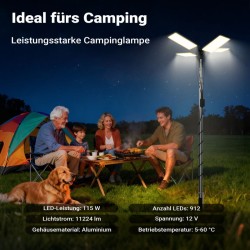 V2 LED-leirivalaisin 115 W 11224 lm 12 V teleskooppitangolla IP67 keltainen