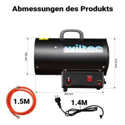 Kaasulämpöpuhallin 15 kW, LPG, teräs, pietso-sytytys, 30 W moottori