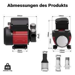 Diesel- ja lämmitysöljypumppu 230 V 375 W 60 l/min, itseimevä, 2 m imukorkeus