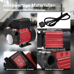 Diesel- ja lämmitysöljypumppu 230 V 375 W 60 l/min, itseimevä, 2 m imukorkeus