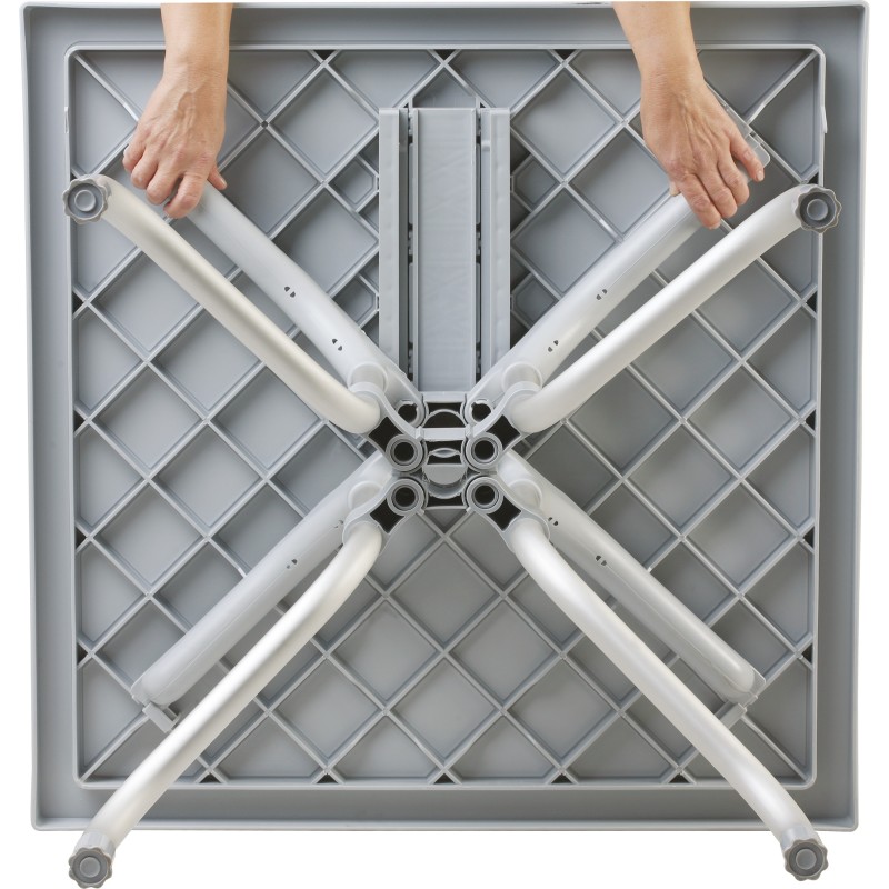 Taittuva vedenkestävä muovinen puutarhapöytä alumiinirungolla 80x80 cm