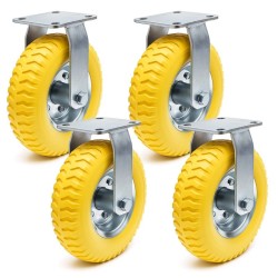 Kuljetuspyöräsarja 4 kpl 225 mm x 58 mm kantavuus 100 kg pyörä keltainen kiinteä pidike