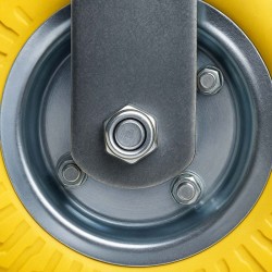 Kuljetuspyöräsarja 4 kpl, Ø225 mm x 58 mm, kantavuus 100 kg/pyörä, keltainen, kiinteä pidike