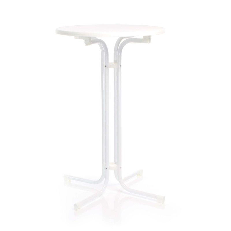 Toboli taitettava pyöreä bistropöytä, valkoinen, Ø 80 cm, korkeus 110 cm, sisä- ja ulkotiloihin