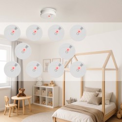 Palovaroitin 10 kpl, 9V paristo, 85 dB, langaton, DIN EN 14604, valkoinen