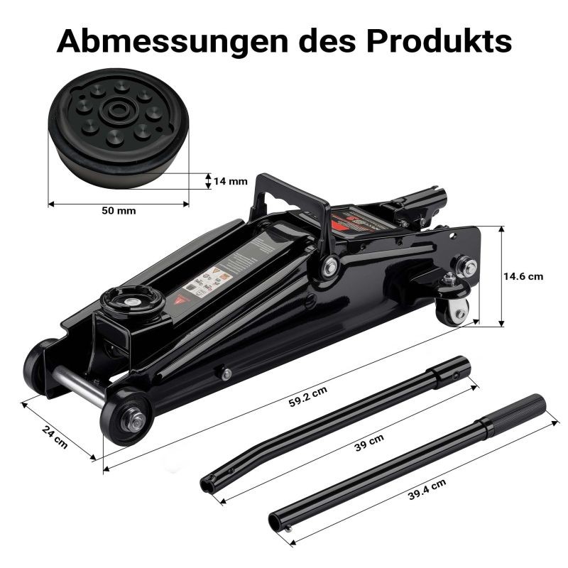 Hydraulinen tallitunkki 3 t, nostokorkeus 13,5–40 cm, musta