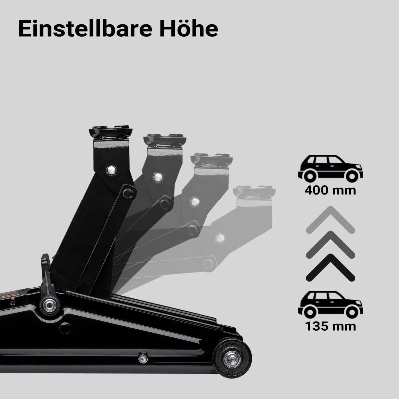 Hydraulinen tallitunkki 3 t, nostokorkeus 13,5–40 cm, musta