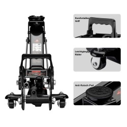 Hydraulinen tallitunkki 3 t, nostokorkeus 13,5–40 cm, musta