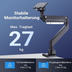Näyttövarsi tasaisille ja kaareville näytöille, 26 kg, musta, VESA-adapteri ja pöytäkiinnike