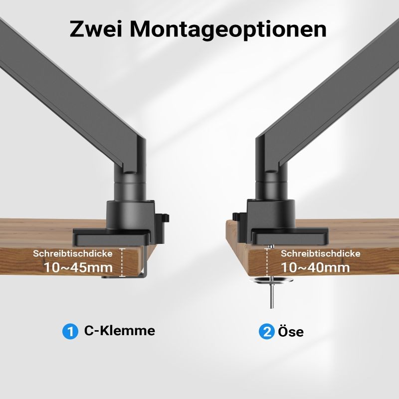 Näyttövarsi tasaisille ja kaareville näytöille, 26 kg, musta, VESA-adapteri ja pöytäkiinnike