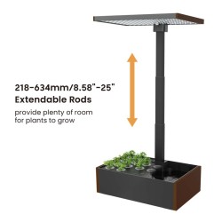 Hydroponinen kasvatusjärjestelmä 20 kasville, LED-valaistus, korkeussäädettävä, ruskea