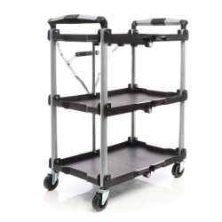 Taitettava kolmitasoinen siirtoauto alumiini musta 645 x 445 x 835 mm 120 kg