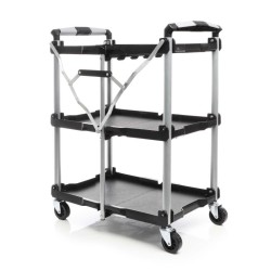 Taitettava kolmitasoinen siirtoauto, alumiini, musta, 645 x 445 x 835 mm, 120 kg