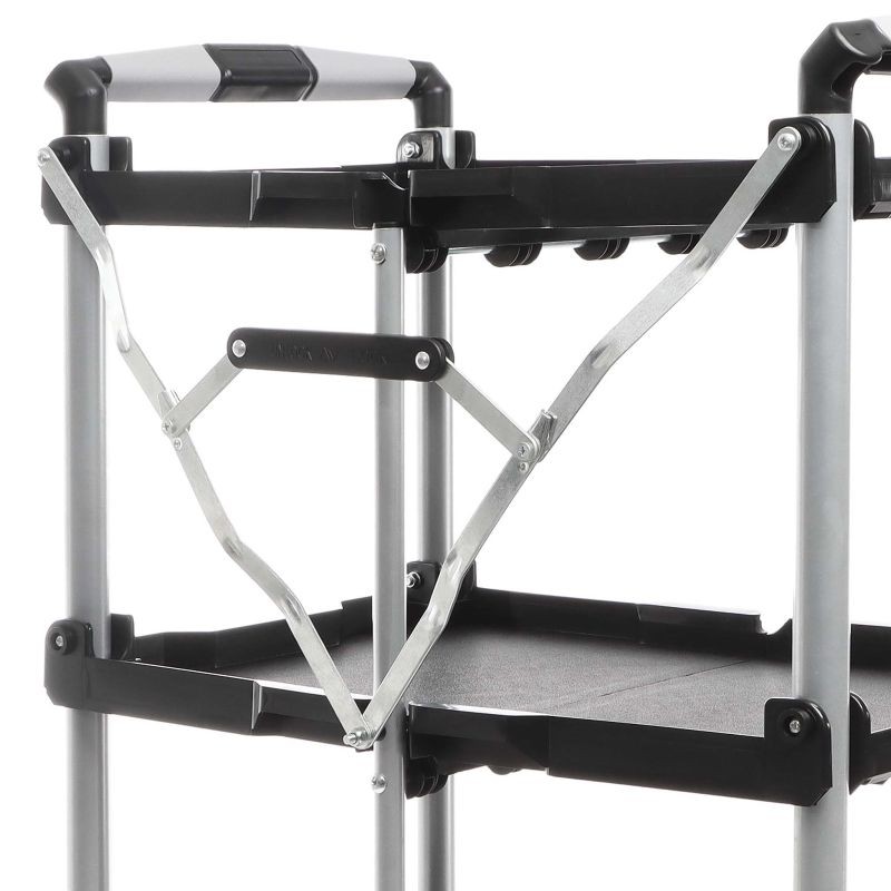 Taitettava kolmitasoinen siirtoauto, alumiini, musta, 645 x 445 x 835 mm, 120 kg