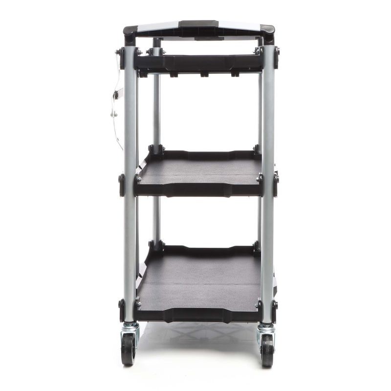 Taitettava kolmitasoinen siirtoauto, alumiini, musta, 645 x 445 x 835 mm, 120 kg