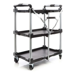 Taitettava kolmitasoinen siirtoauto, alumiini, musta, 645 x 445 x 835 mm, 120 kg