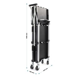 Taitettava kolmitasoinen siirtoauto, alumiini, musta, 645 x 445 x 835 mm, 120 kg