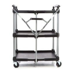 Taitettava kolmitasoinen siirtoauto, alumiini, musta, 645 x 445 x 835 mm, 120 kg