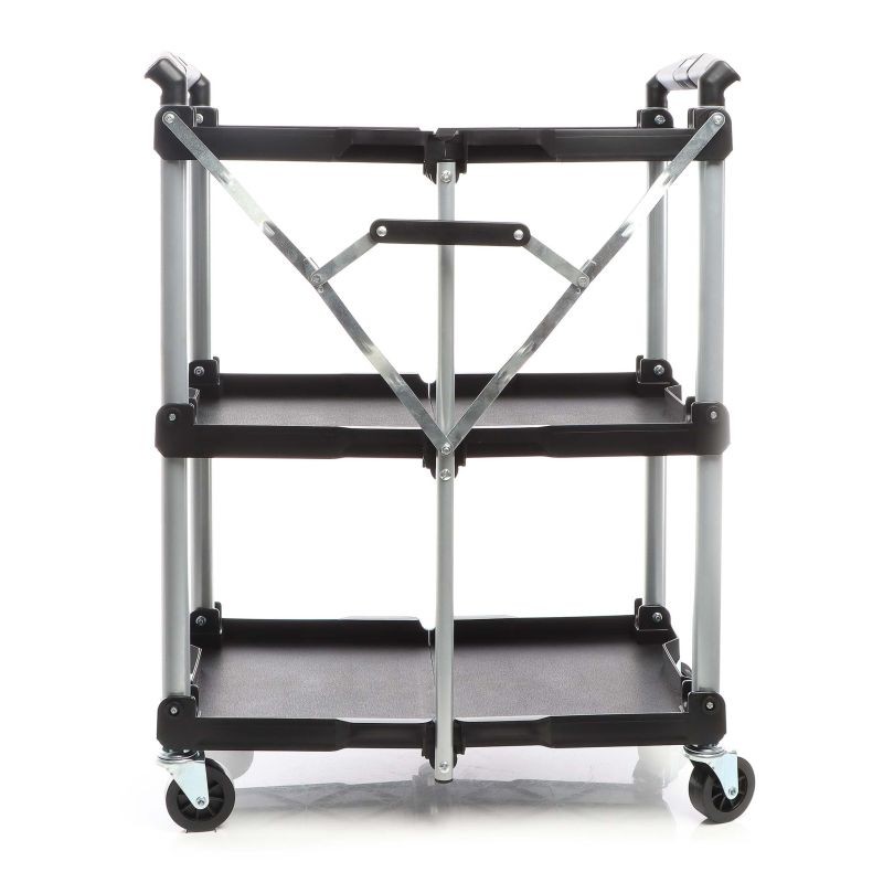 Taitettava kolmitasoinen siirtoauto, alumiini, musta, 645 x 445 x 835 mm, 120 kg