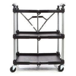 Taitettava kolmitasoinen siirtoauto, alumiini, musta, 645 x 445 x 835 mm, 120 kg