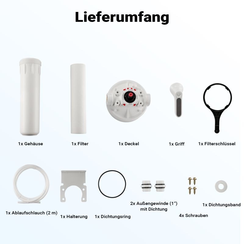 Naturewater esisuodatin vedenpuhdistukseen, PP, takahuuhtelutoiminto, 508 mm, 1,5-5 bar