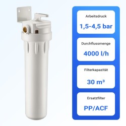 Naturewater esisuodatin vedenpuhdistukseen, PP, takahuuhtelutoiminto, 508 mm, 1,5-5 bar