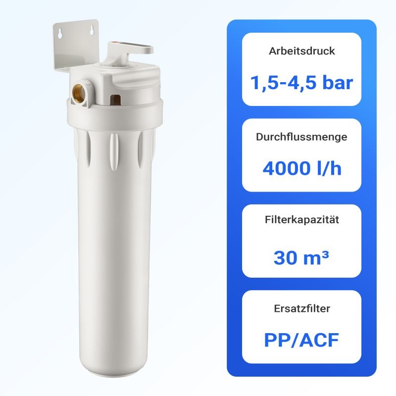 Naturewater esisuodatin vedenpuhdistukseen, PP, takahuuhtelutoiminto, 508 mm, 1,5-5 bar