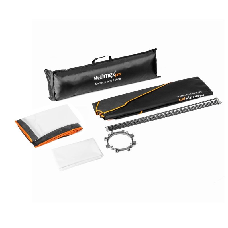 Walimex pro Octagon Softbox Orange Line 150 cm, Aurora/Bowens-liitäntä, hopea