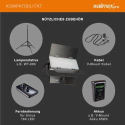 Walimex pro Sirius 160 Bi Color LED-paneelivalaisin, 65 W, 3200-5600 K, 120° säteilykulma