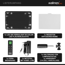 Walimex pro LED 500 Versalight Bi Color LED-paneelivalaisin 32 W, kaukosäätimellä
