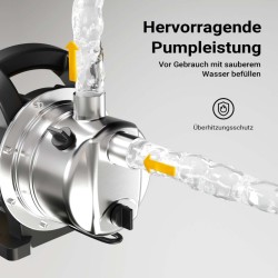 Itseimevä puutarhapumppu 3800 l/h, 1200 W, ruostumaton teräs, maks. nostokorkeus 48 m