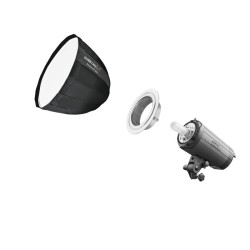 Walimex pro Studio Line Deep Rota QA70 Softbox 70 cm, hopea, kenno, diffuusorit ja Elinchrom-adapteri
