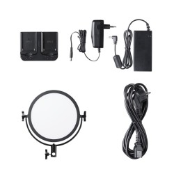 Walimex pro Soft LED 300 Brightlight Round Bi Color pyöreä LED paneeli 30 W 3200 5600 K U teline