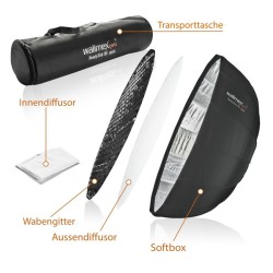 Walimex pro Beauty Dish -softbox 105 cm QA105 - taitettava, kenno, diffuusorit ja kuljetuslaukku