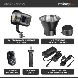 Walimex pro LED Niova 80 Compact Bi-Colour 80 W LED-videovalo, Bowens-liitäntä, säädettävä värilämpötila