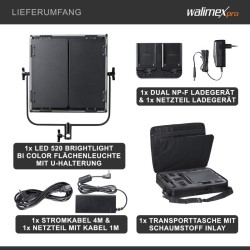 Walimex pro Soft LED 520 Brightlight Bi-Color LED-paneelivalaisin, 40 W, 3200-5600 K, LCD-näyttö