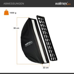 Walimex pro Studio Striplight-softbox 22 x 90 cm, Bowens- ja Hensel EH -adapterit, kenno, maski