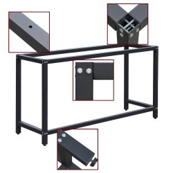 Työpöydän runko 150 x 50 x 80 cm musta kantavuus 250 kg korkeussäädettävät jalat