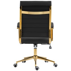 Tyylikäs kultainen keinonahkainen toimistotuoli ergonomisella selkänojalla