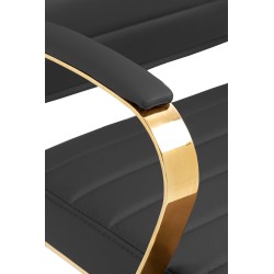 Tyylikäs kultainen keinonahkainen toimistotuoli ergonomisella selkänojalla