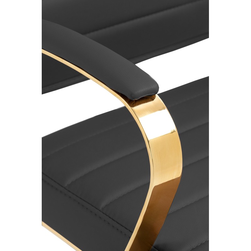 Tyylikäs kultainen keinonahkainen toimistotuoli ergonomisella selkänojalla