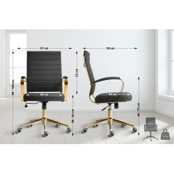 Tyylikäs kultainen keinonahkainen toimistotuoli ergonomisella selkänojalla